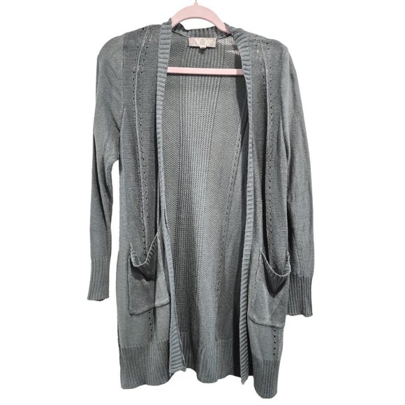 Dusty blue lightweight cardigan with front pockets - Picture 1 of 3